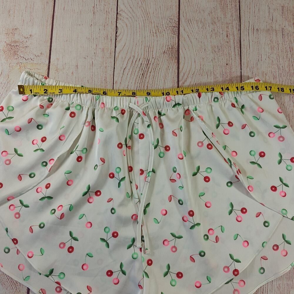 Colsie white cherry satin pajama tank short set sz L - Picture 11 of 14